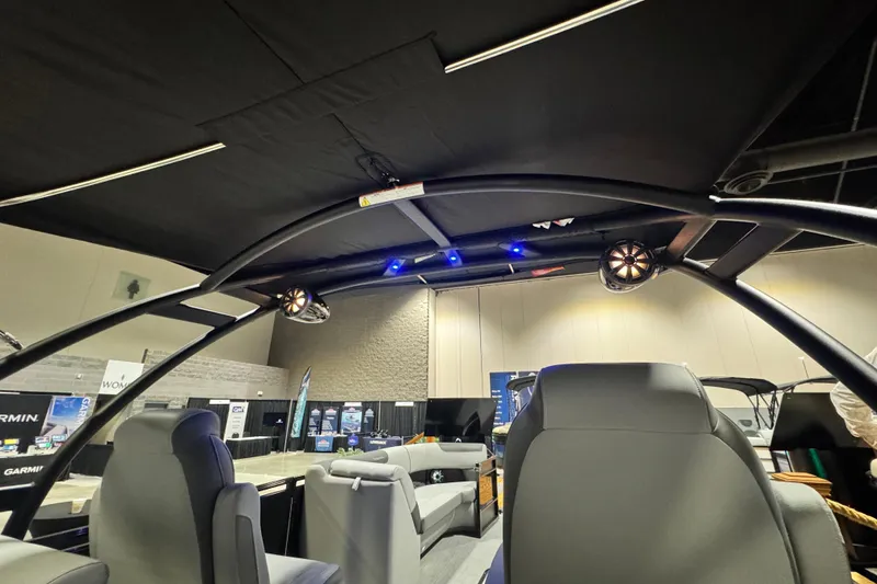 Slide: The Image of 2026 Veranda Relax VR235RC interior with modern seating and overhead lighting. - 16