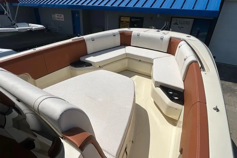 Slide: The Image of 2024 Capoforte FX270 boat interior with spacious seating and modern design. - 3