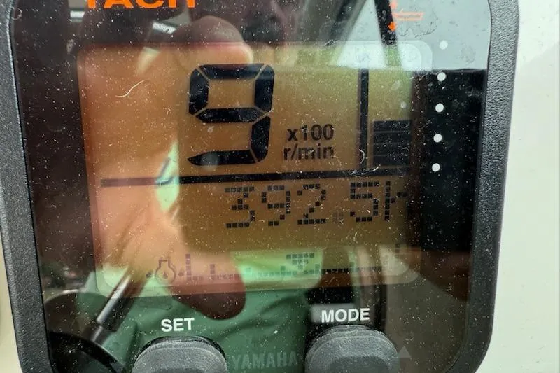 Slide: The Image of Close-up of a Yamaha tachometer display on a 2014 Parker 2120 Sport Cabin boat. - 4