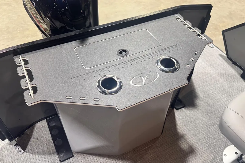 Slide: The Image of Control panel of 2026 Veranda Relax VR265F2+2 boat with cup holders and ruler. - 15