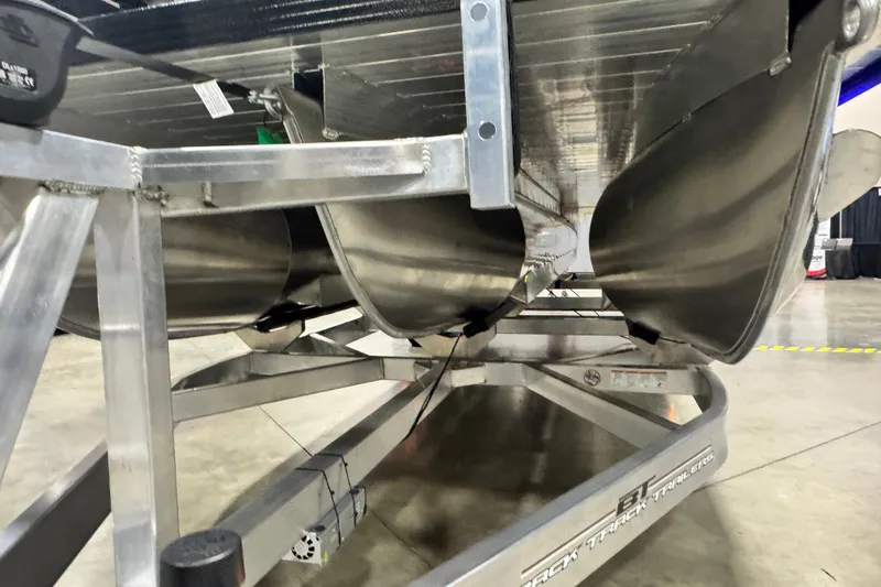 Slide: The Image of Underneath view of 2026 Veranda Relax VR265F2+2 pontoon boat on trailer. - 4