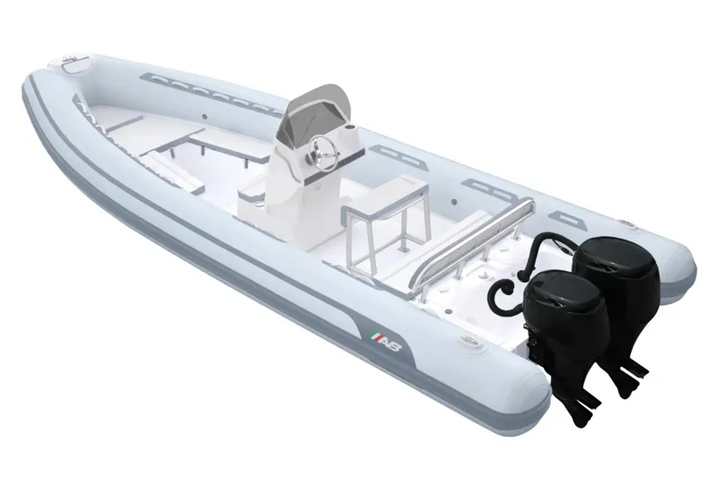 The Image of 2026 AB Inflatables Oceanus 24 VST boat with dual outboard motors, sleek design. - 0