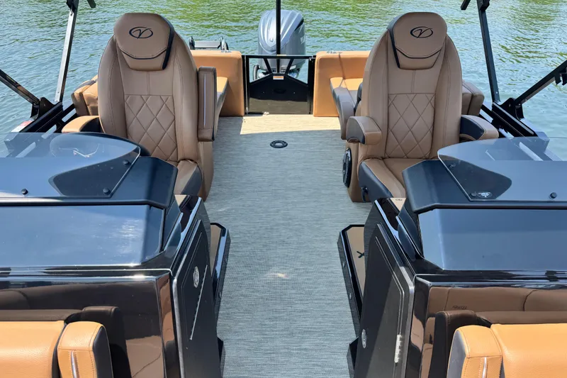 Slide: The Image of Luxurious interior of 2026 Veranda Vertex VX285DCRC boat with plush seating. - 7