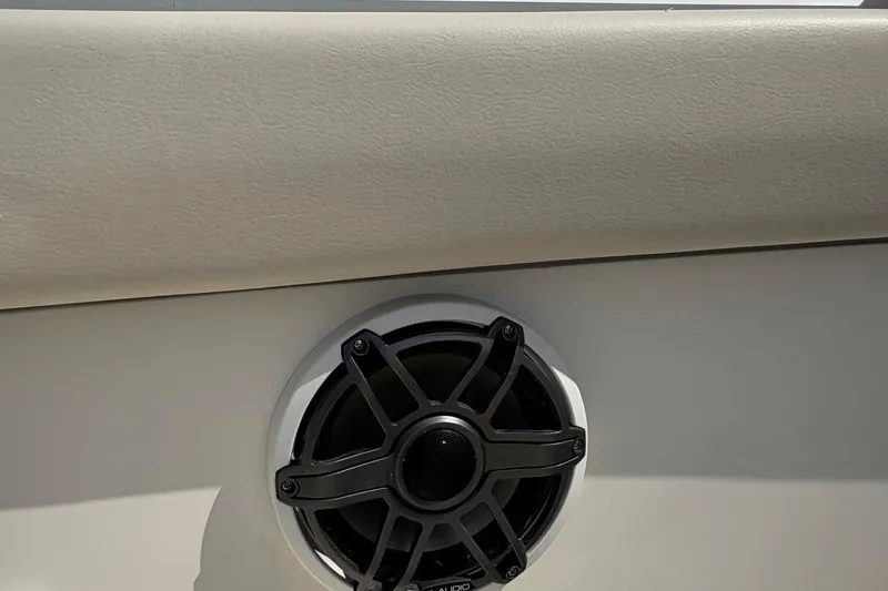 Slide: The Image of Speaker on 2025 Boston Whaler 360 Outrage boat, featuring sleek design and premium audio. - 20