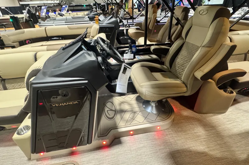 Slide: The Image of Luxurious 2026 Veranda Relax VR235RCP boat interior with plush seating and modern dashboard. - 5