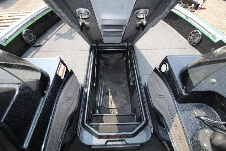 Slide: The Image of 2020 Nitro ZV20 Pro boat interior with open storage compartment and sleek design. - 18