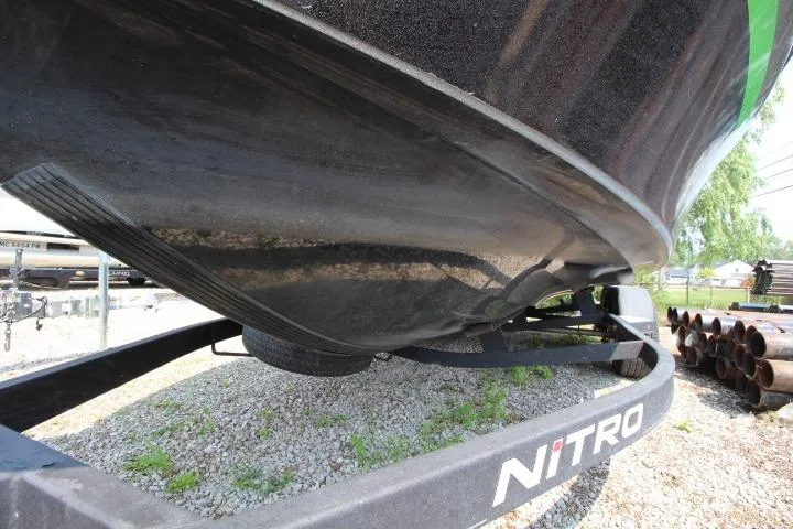 Slide: The Image of 2020 Nitro ZV20 Pro boat on trailer, showing hull and branding. - 20