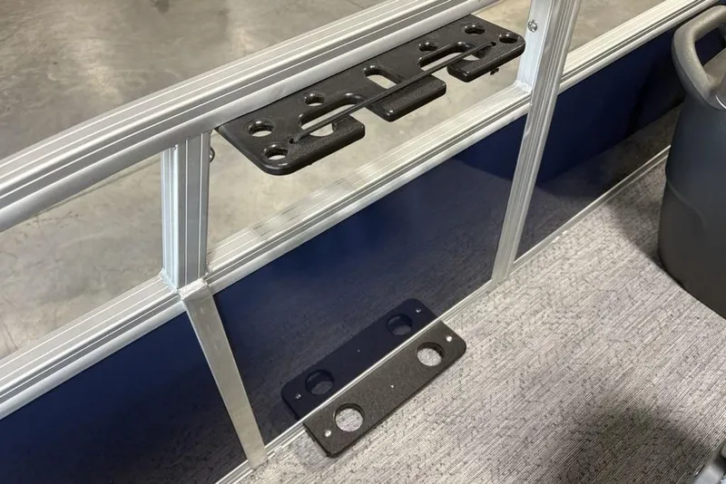 Slide: The Image of 2026 Sun Tracker Bass Buggy 16 XL Select interior detail with metal and plastic components. - 13
