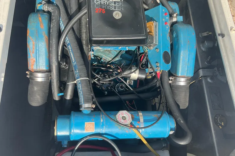 Slide: The Image of Engine compartment of a 1989 Luhrs 35 Alura with Chrysler 275 components. - 24
