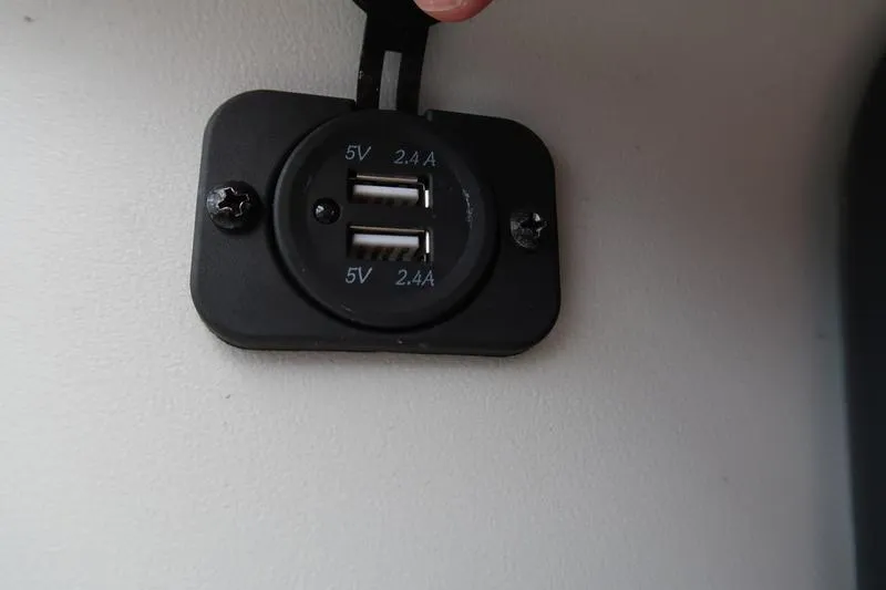 Slide: The Image of Dual USB charging ports on 2022 Avalon 26 LSV VRB, 5V 2.4A output. - 22