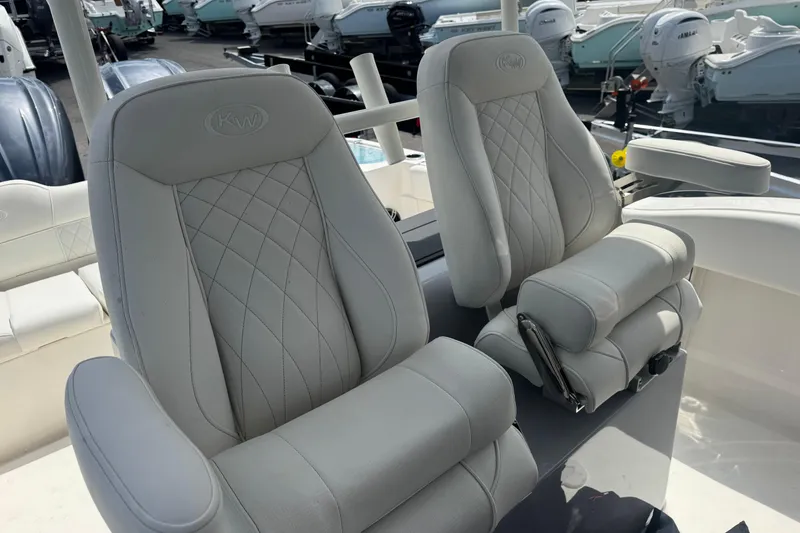 Slide: The Image of 2025 Key West 263 FS boat seats with quilted design, showcasing luxury and comfort. - 20