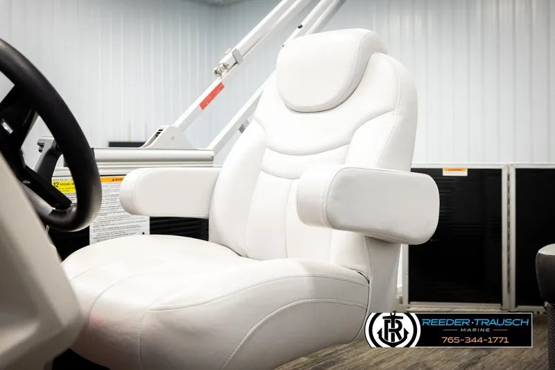 Slide: The Image of White captain's chair on 2023 Godfrey SW2286C boat, featuring armrests and sleek design. - 40