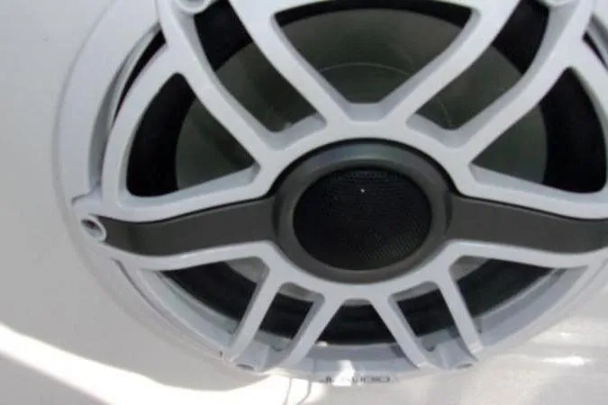 Slide: The Image of Close-up of a speaker on a 2025 Sportsman Heritage 261 boat. - 8