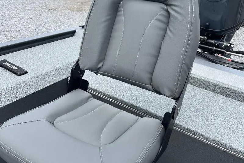 Slide: The Image of Gray seat on 2026 War Eagle 754VS Stick Steer boat, showcasing comfort and design. - 7