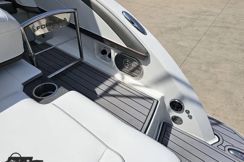 Slide: The Image of 2020 Formula 330 Crossover Bowrider interior with sleek seating and modern design elements. - 40