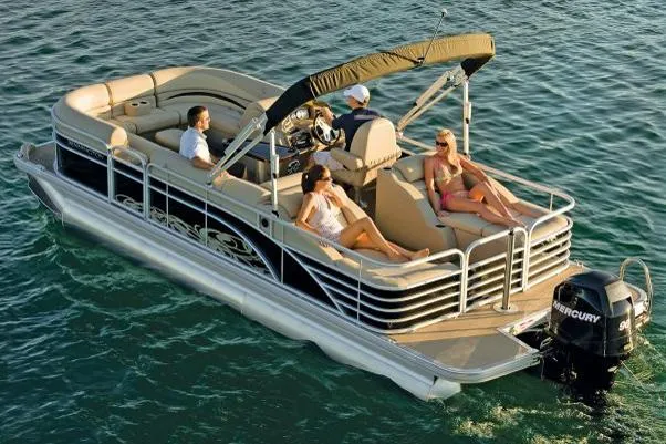 Slide: The Image of Manufacturer Provided Image: 2015 Bennington 2275 GCW pontoon boat with passengers relaxing on water. - 7