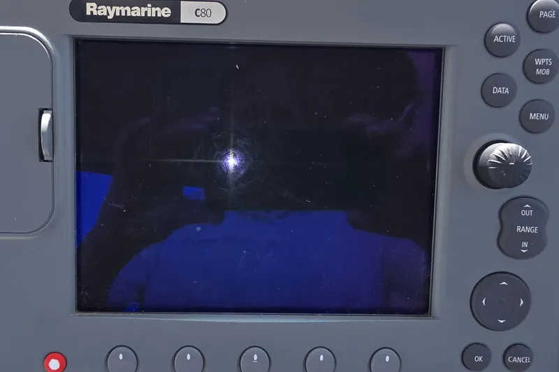 Slide: The Image of Raymarine C80 navigation display on a 1998 Sea Ray 370 Sundancer boat. - 23
