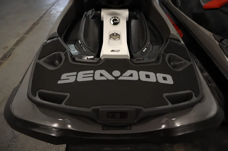 Slide: The Image of 2013 Sea-Doo GTX 260 iS Limited jet ski, rear view, showcasing brand logo. - 23