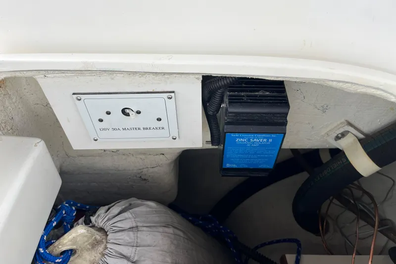 Slide: The Image of Electrical panel and Zinc Saver II in a 2000 Catalina 320 sailboat. - 28