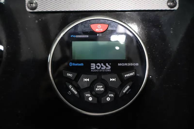 Slide: The Image of Boss Audio Systems MGR350B control panel in 2026 Crestliner 1850 Commander boat. - 22