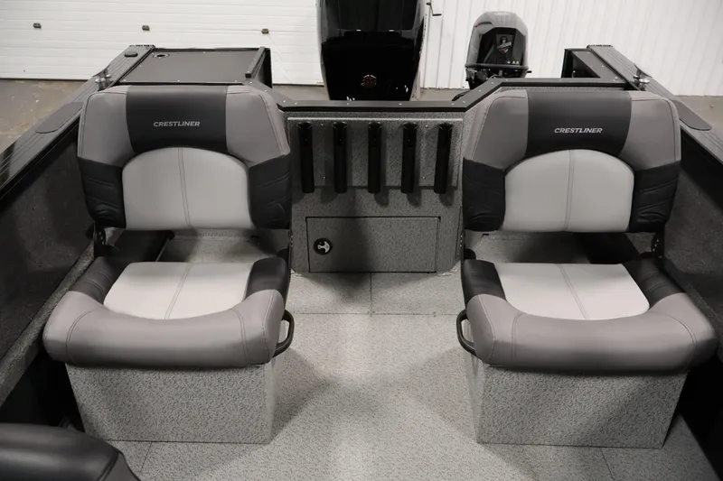 Slide: The Image of 2026 Crestliner 1850 Commander boat interior with two cushioned seats. - 28