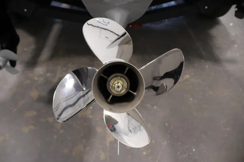 Slide: The Image of Shiny propeller of 2026 Crestliner 1850 Commander boat on display. - 37
