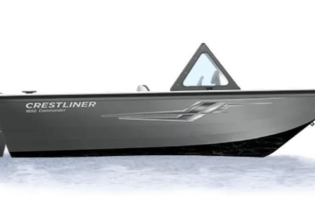 Slide: The Image of 2026 Crestliner 1850 Commander boat, sleek design, side view on water. - 43