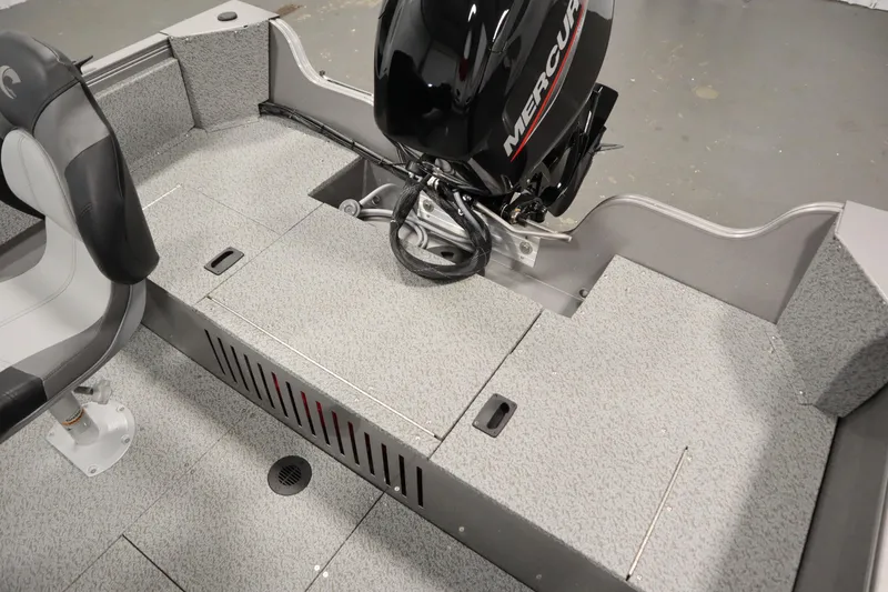 Slide: The Image of 2026 Crestliner 1650 Kodiac SC boat interior with Mercury outboard motor. - 34