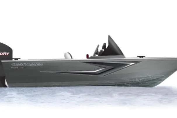 Slide: The Image of 2026 Crestliner 1650 Kodiac SC boat on water, side view, sleek design. - 44