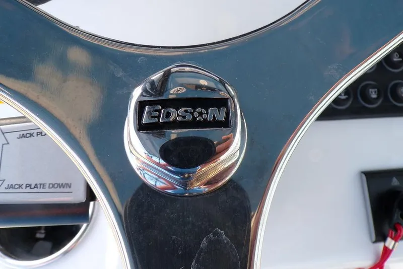 Slide: The Image of Close-up of 2025 Sportsman Masters 247 steering wheel with Edson logo. - 39