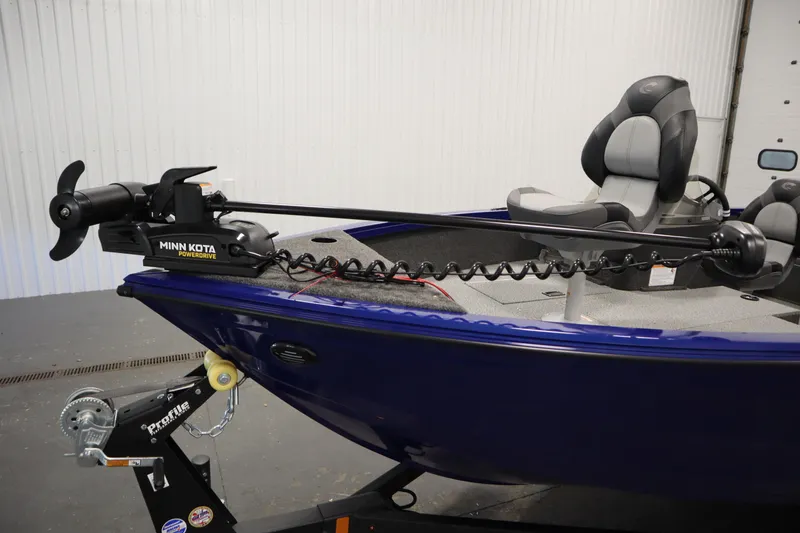 Slide: The Image of 2026 Crestliner 1650 Hawk Side Console boat with Minn Kota PowerDrive trolling motor. - 10