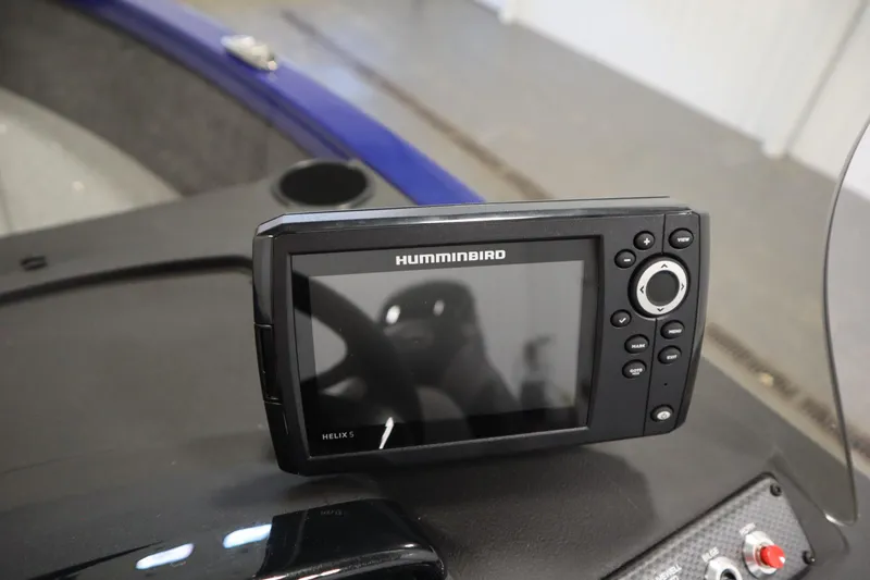 Slide: The Image of Humminbird Helix 5 fish finder on 2026 Crestliner 1650 Hawk Side Console boat. - 26