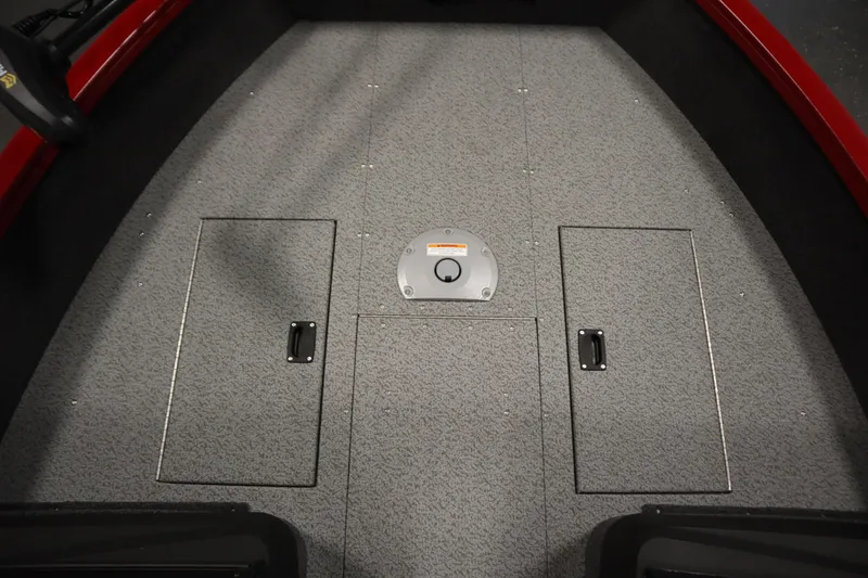 Slide: The Image of 2026 Crestliner 1750 Hawk Walkthrough boat interior with storage compartments. - 15