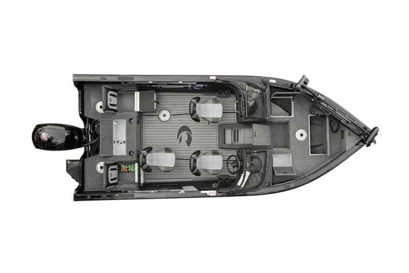 Slide: The Image of Top view of 2026 Crestliner 1850 Super Hawk boat layout. - 2
