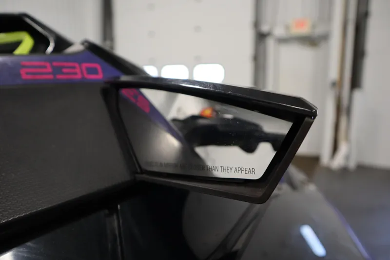 Slide: The Image of Close-up of 2020 Sea-Doo Wake Pro 230 mirror with "Objects in mirror" text. - 11