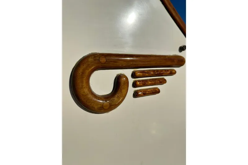 Slide: The Image of Wooden detail on 2000 Hinckley Picnic Boat 36, showcasing craftsmanship and design. - 4