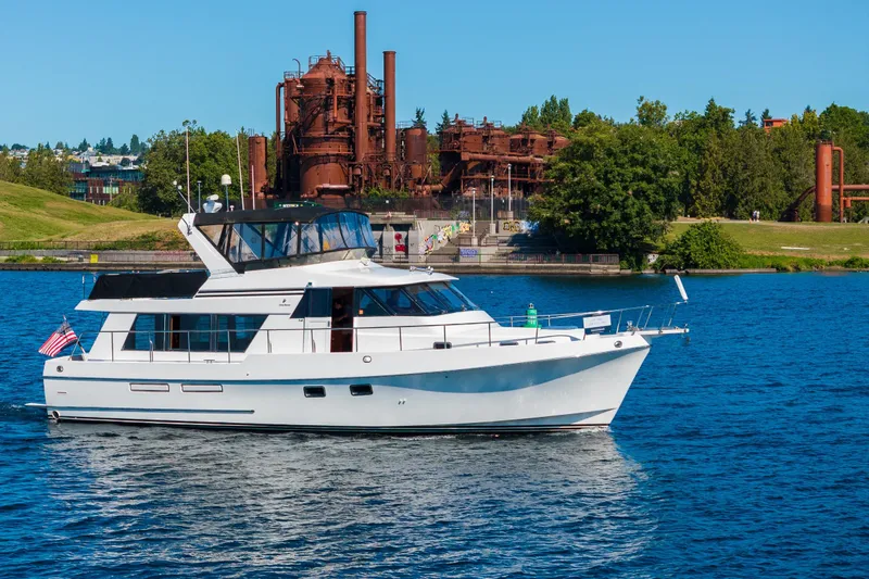 Slide: The Image of 1995 Ocean Alexander 486 Classicco Pilothouse yacht cruising near Gasworks Park. - 3
