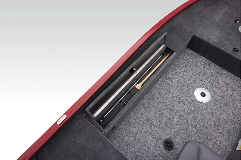 Slide: The Image of Manufacturer Provided Image: 2025 Tracker Super Guide V-16 T boat interior with rod storage compartment. - 15
