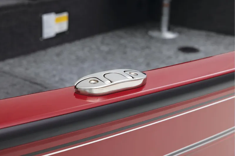 Slide: The Image of Manufacturer Provided Image: 2025 Tracker Super Guide V-16 T boat cleat on red surface. - 22