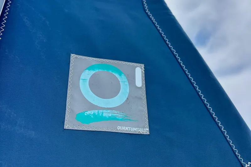 Slide: The Image of Blue sail with Quantum Sails logo on a 2008 Hunter 36 yacht. - 21