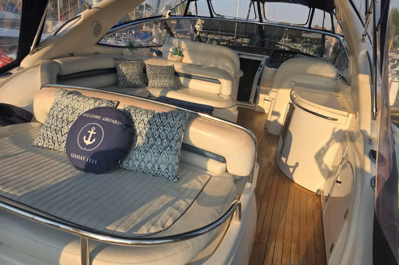 Slide: The Image of Luxurious interior of 2001 Sunseeker Camargue 44 yacht with elegant wood finishes. - 2