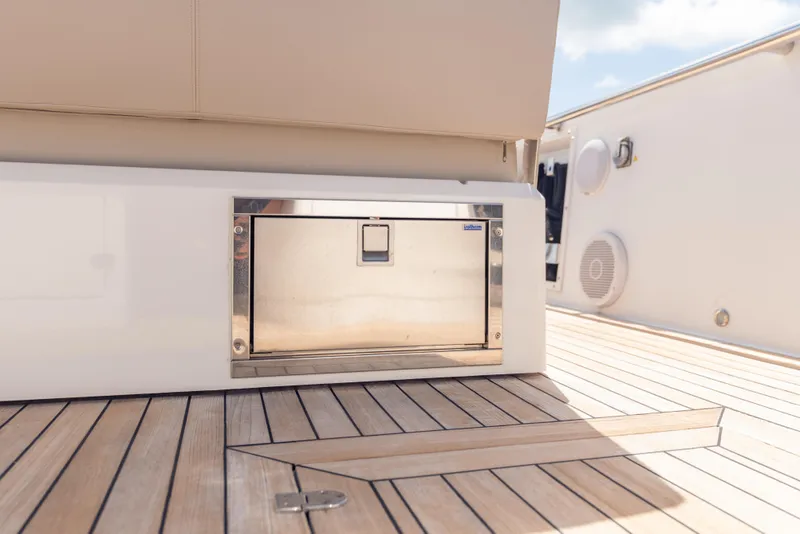 Slide: The Image of Luxury deck of 2021 Fjord 40 Open yacht with built-in storage. - 14