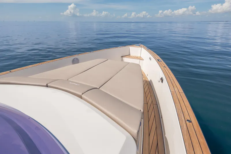 Slide: The Image of Luxurious 2021 Fjord 40 Open yacht deck with serene ocean view. - 8