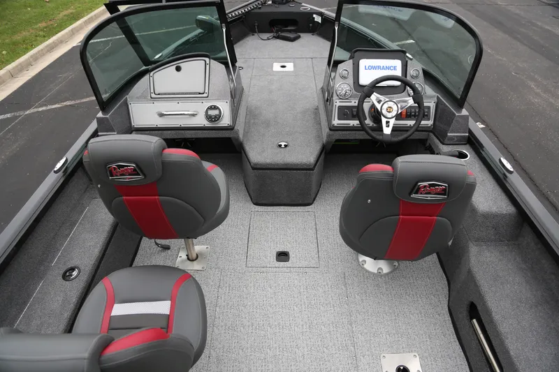 Slide: The Image of 2024 Ranger VS1682SC Angler boat interior with dual seats and modern dashboard. - 5