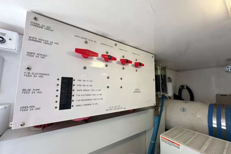 Slide: The Image of Luxurious bathroom in 2003 Viking 48 Convertible yacht with shower and elegant fixtures. - 29