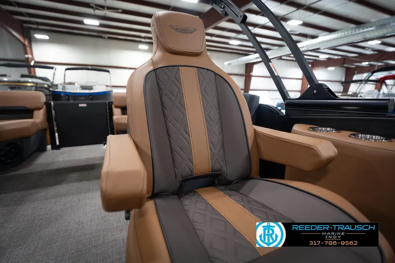 Slide: The Image of Luxurious seating in 2026 Bennington 22 MFB boat, featuring premium upholstery and modern design. - 28
