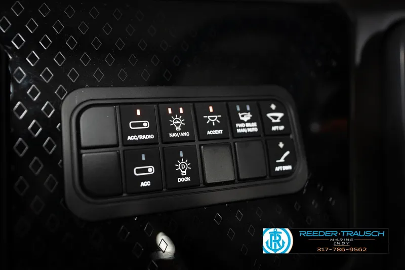 Slide: The Image of Control panel of 2026 Bennington 22 MFB boat with various function buttons. - 36