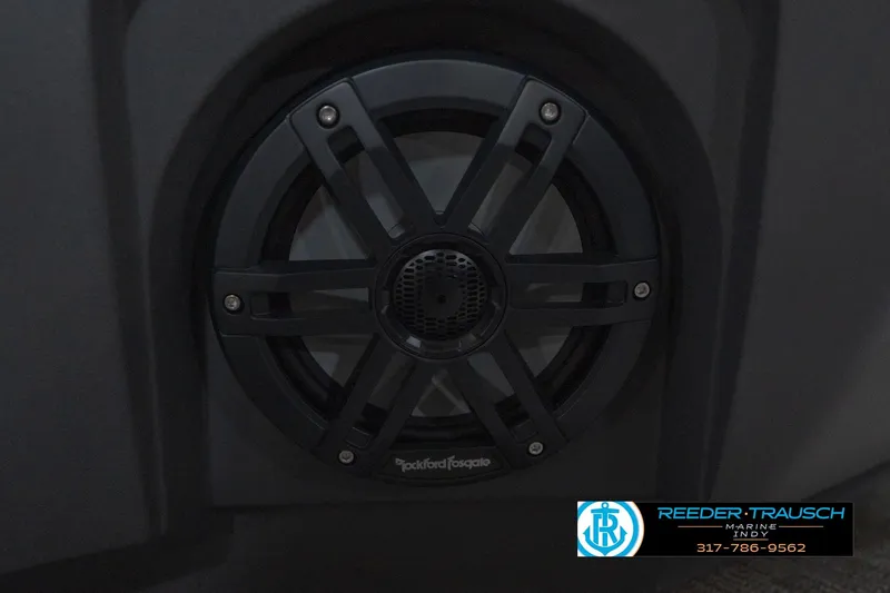 Slide: The Image of Close-up of a Rockford Fosgate speaker on a 2026 Bennington 22 MFB boat. - 44