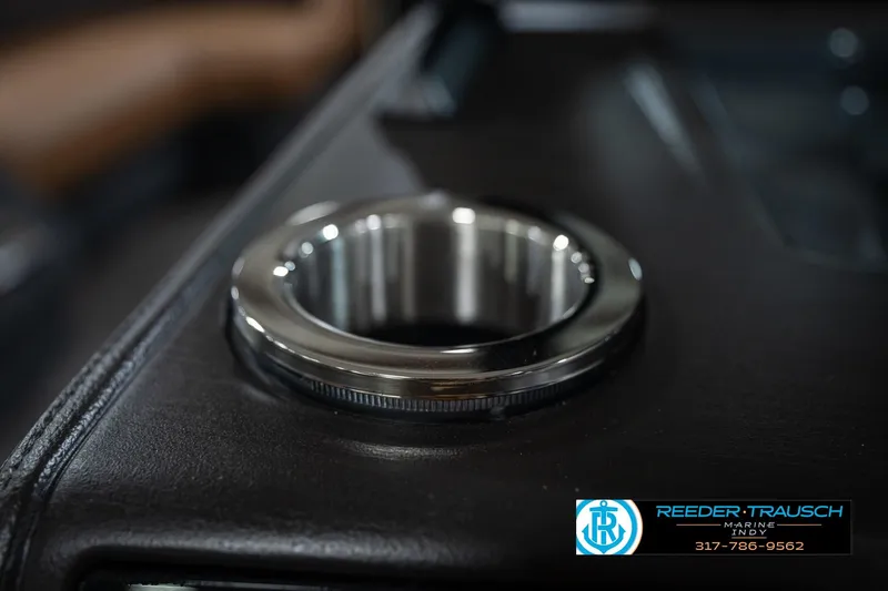 Slide: The Image of Close-up of a 2026 Bennington 22 MFB boat cup holder, featuring sleek design. - 45