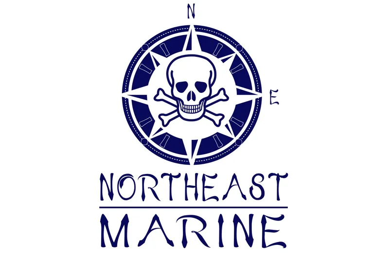 Slide: The Image of Skull and crossbones compass logo for Northeast Marine, nautical theme, 2024 Lookout 23CC. - 11